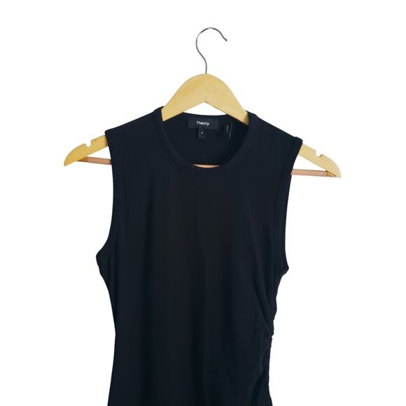 Theory Sleeveless Sheath Dress With Side Ruching Black Size P (0 US) - Picture 2 of 8